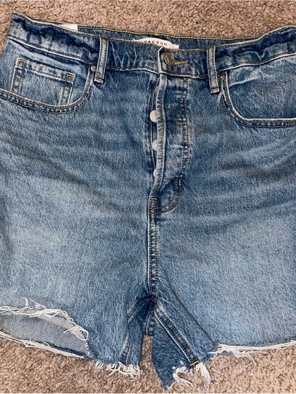 PacSun Light Blue Distressed High-Waist Jean Shorts - Picture 1 of 4